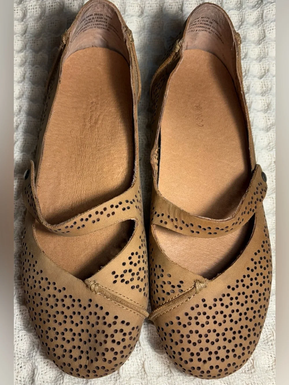 OluKai Nene Perf Mary Jane Flats Brown Perforated Leather w Asymmetrical Strap 8